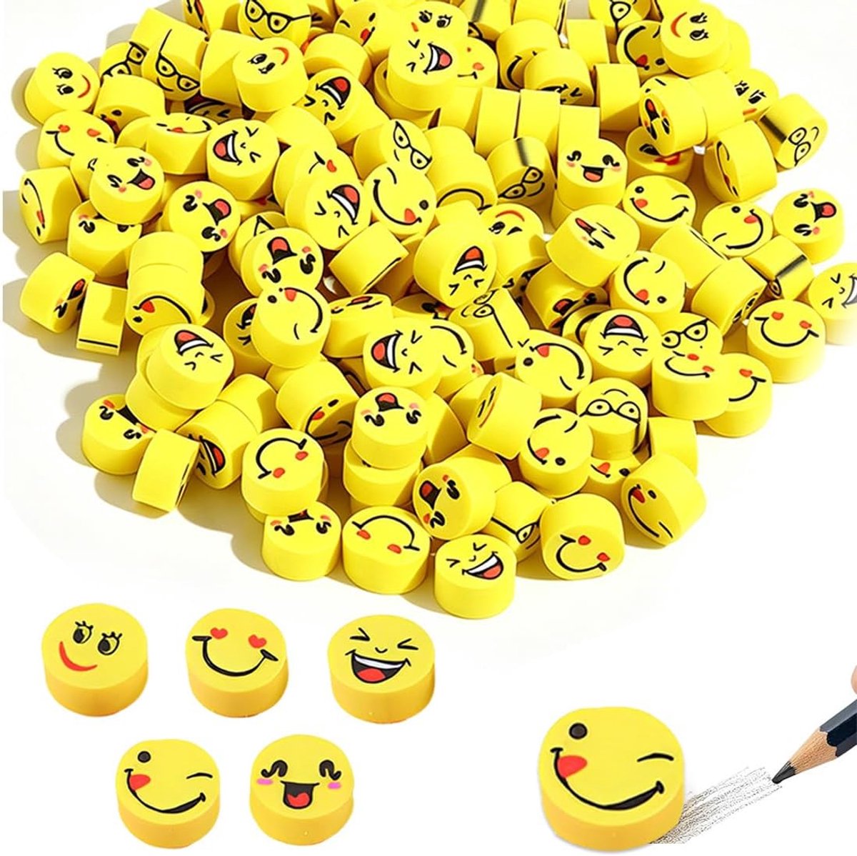 Gummetjes met lachengezicht - mini-formaat - 50 stuks - veilig TPR - ideaal voor kinderen - ShopVlot