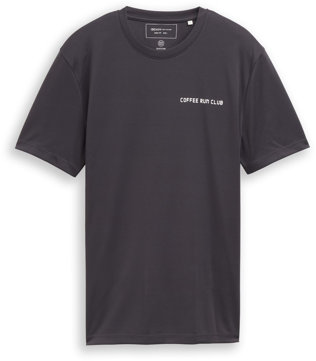 Tom Tailor Denim - Mesh T-shirt met print op de rug - Maat XXL - coal grey