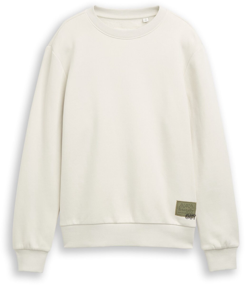Tom Tailor - Sweatshirt met badge-detail - Maat 176 - greyish white