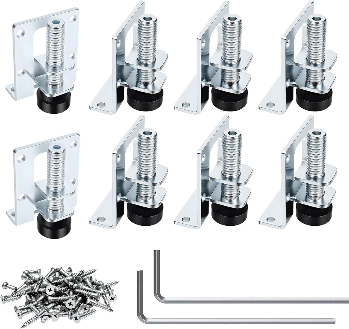 Meubelpoten verstelbaar 6 cm - schroefdraadpoten met borgmoeren - 8 stuks voor meubelnivellering - ShopVlot