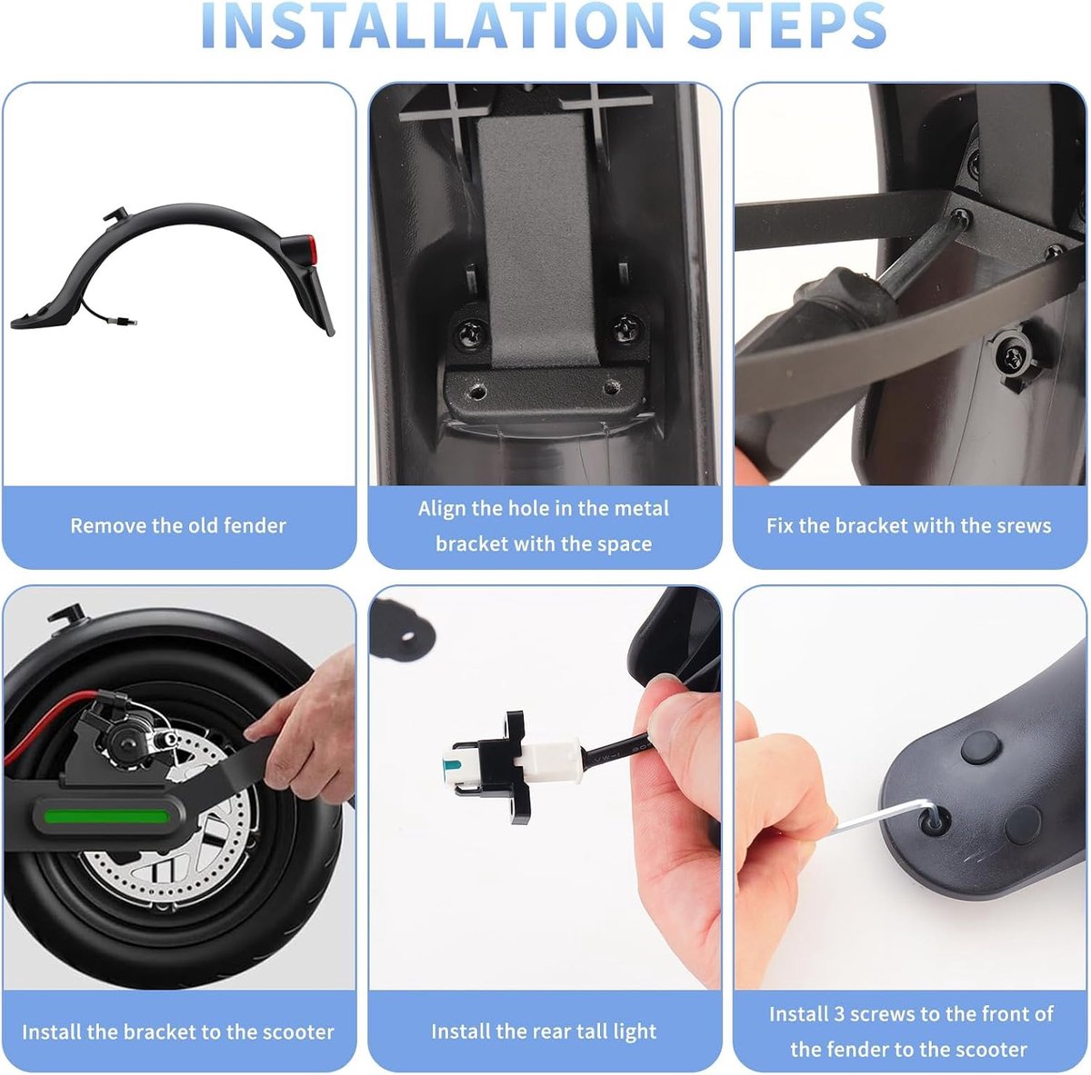 Achterspatbord scooter - Geschikt voor Xiaomi M365 1S Pro Pro 2 - Eenvoudige installatie - ShopVlot