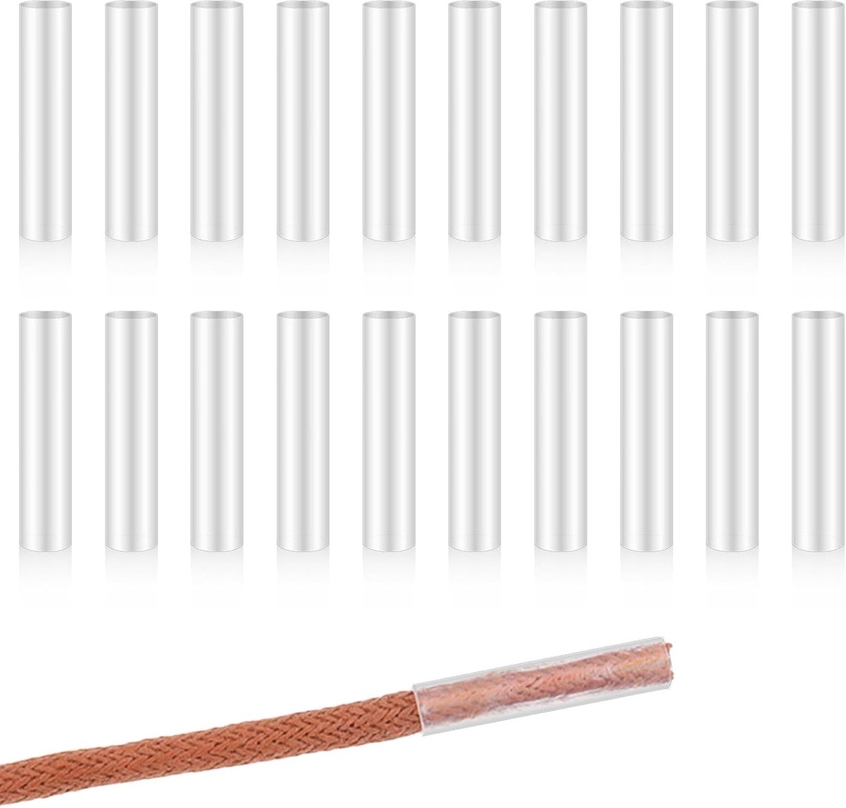 Schoenveters 20pcs - 0.2 Inch Verhit Krimp Sleutels - Heldere Plastic Veters Tips - Voor Reparatie van Schoenveters - ShopVlot