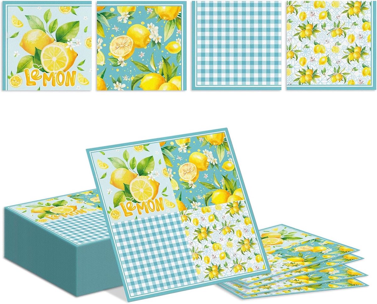 Papieren Servetten 32x32cm - Citroenpatronen - Wegwerp - Perfect voor zomerfeesten - ShopVlot