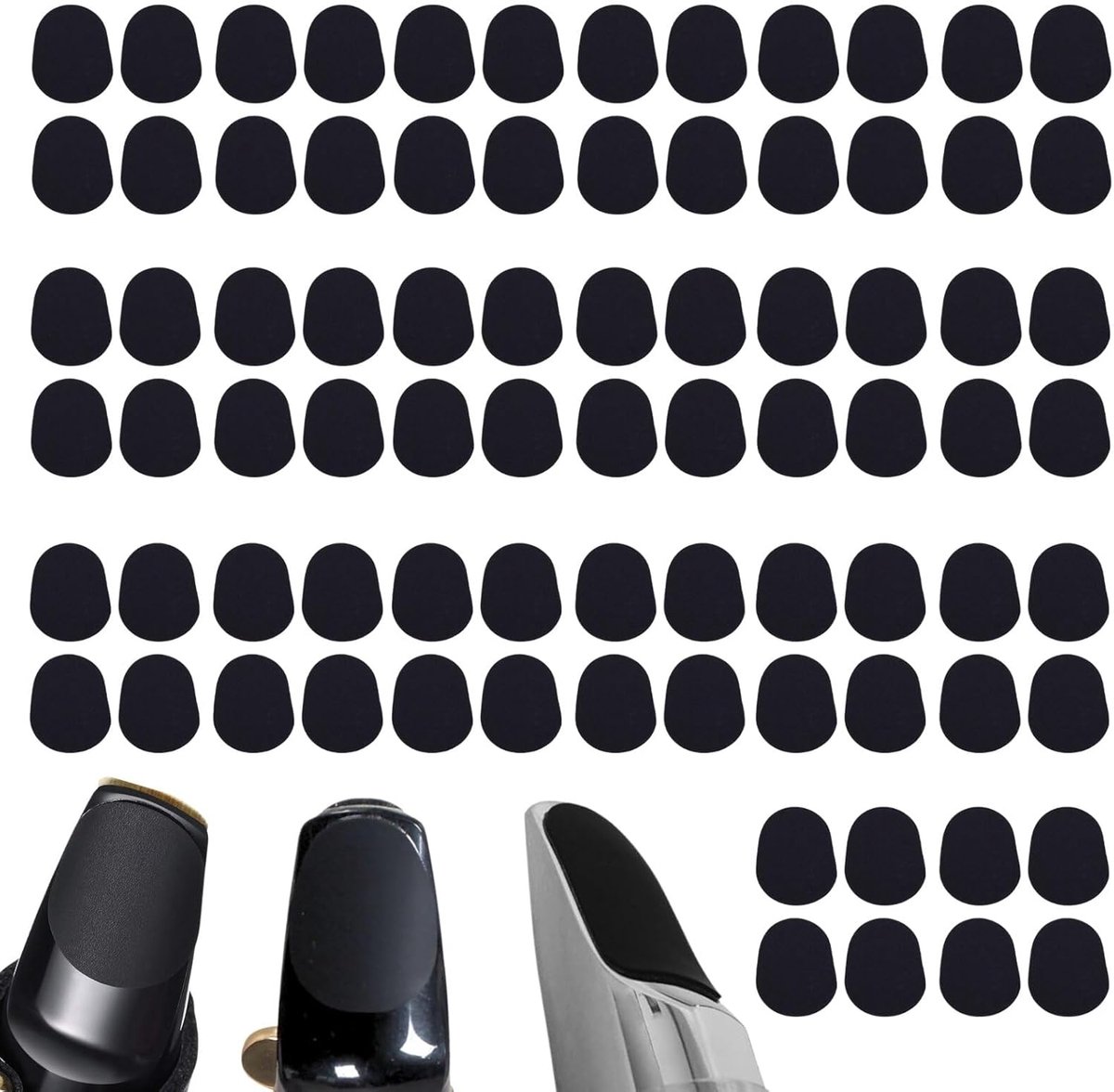 SnelShoppen - 80 Stuks Nozzle Patches 0.5mm voor Alto en Tenor Saxofoon, Siliconen Nozzle Padding, Rubber Nozzle Pads (Zwart)