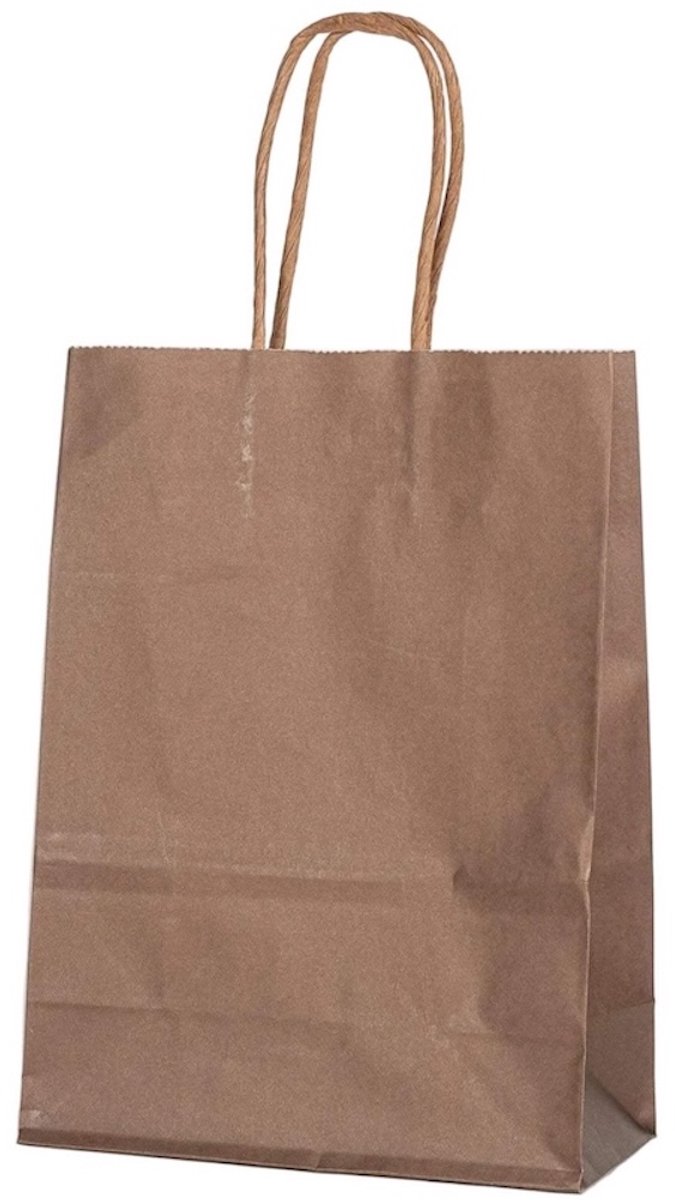 Papieren Draagtas - 60 Stuks -Donkerbruin- 16x22x8cm - Papieren Tasjes - Kraft Tas - Tassen - Cadeau Tas - Hoogwaardig Kraft Papier - Eco-vriendelijk - Ideaal voor Geschenken - Lasentopack