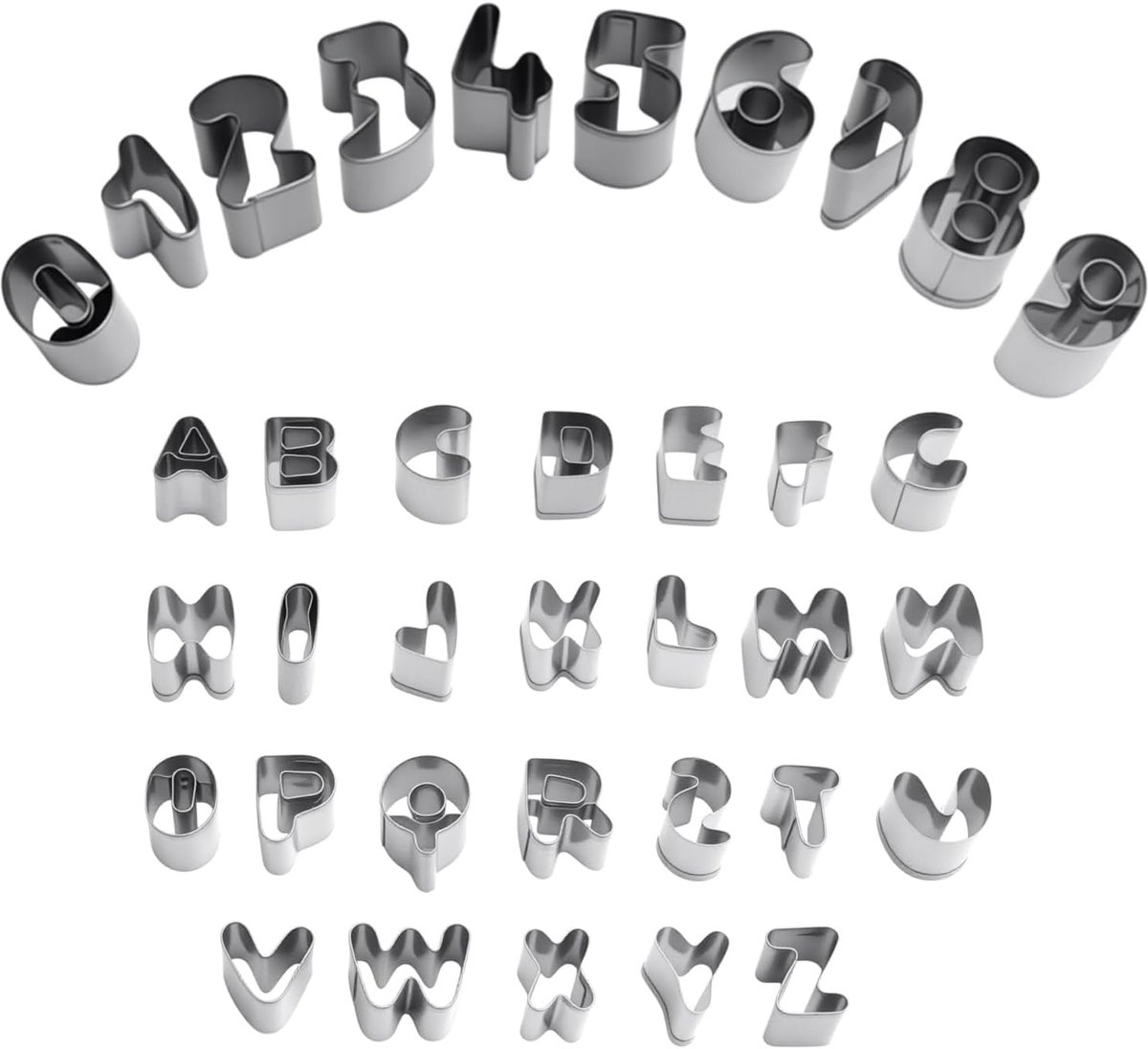 Fondant uitsteekvormen letters en cijfers 37-delig - roestvrij staal - met reinigingsborstel - perfect voor taarten - ShopVlot