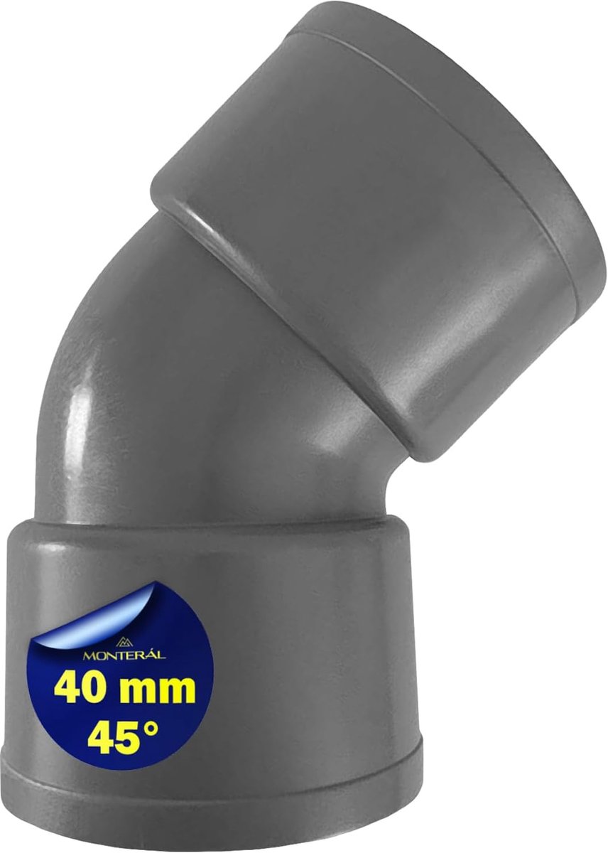 PVC-U bocht 45° Ø 40mm - voor verbinding van buizen - 10 jaar garantie - ideaal voor water- en afvalsystemen - ShopVlot