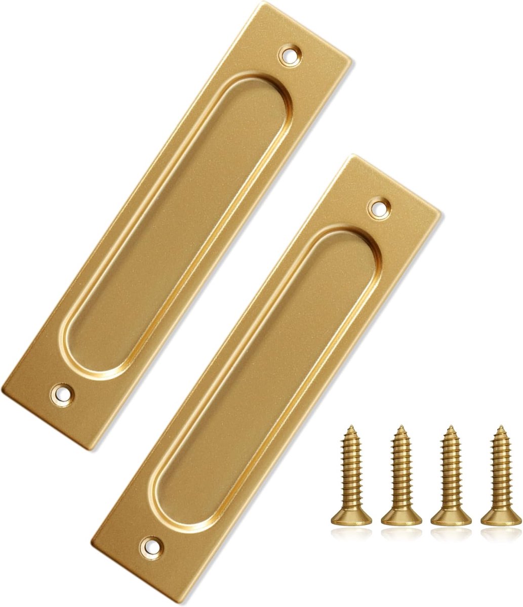 Sliding Deurgrepen 150x40mm - Gouden Kleur - Rechthoekig Design - Inclusief Montage Schroeven - ShopVlot
