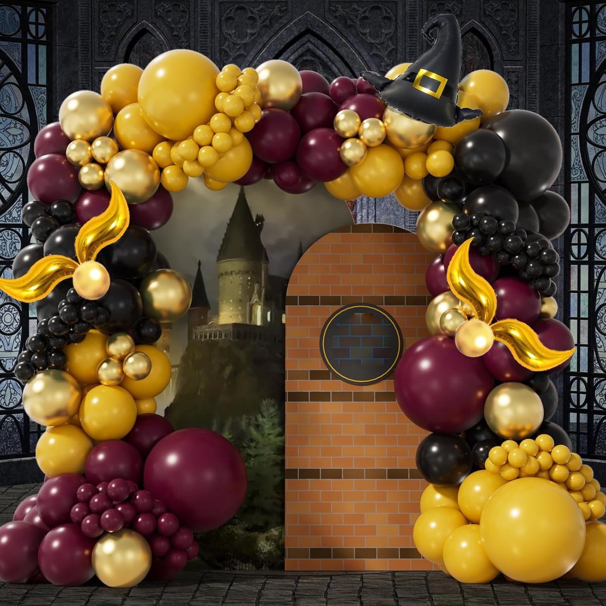 Ballonnen 140 Stuks - Bordeaux Geel Goud Zwart - Kinderen Verjaardag Decoratie - Magische Sfeer - ShopVlot