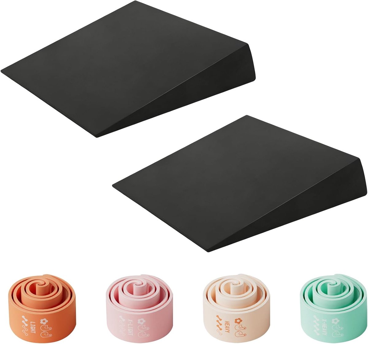 Fitnessbanden set van 2 en 5 - EVA-hielwiggen - antislip - voor diepere squats - ShopVlot