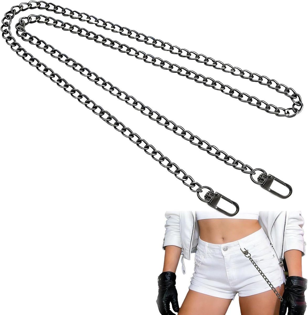Portemonneesnoer 60cm - Hoogwaardig gecoat staal - Stevige clip - Ideaal voor sleutels en accessoires - ShopVlot