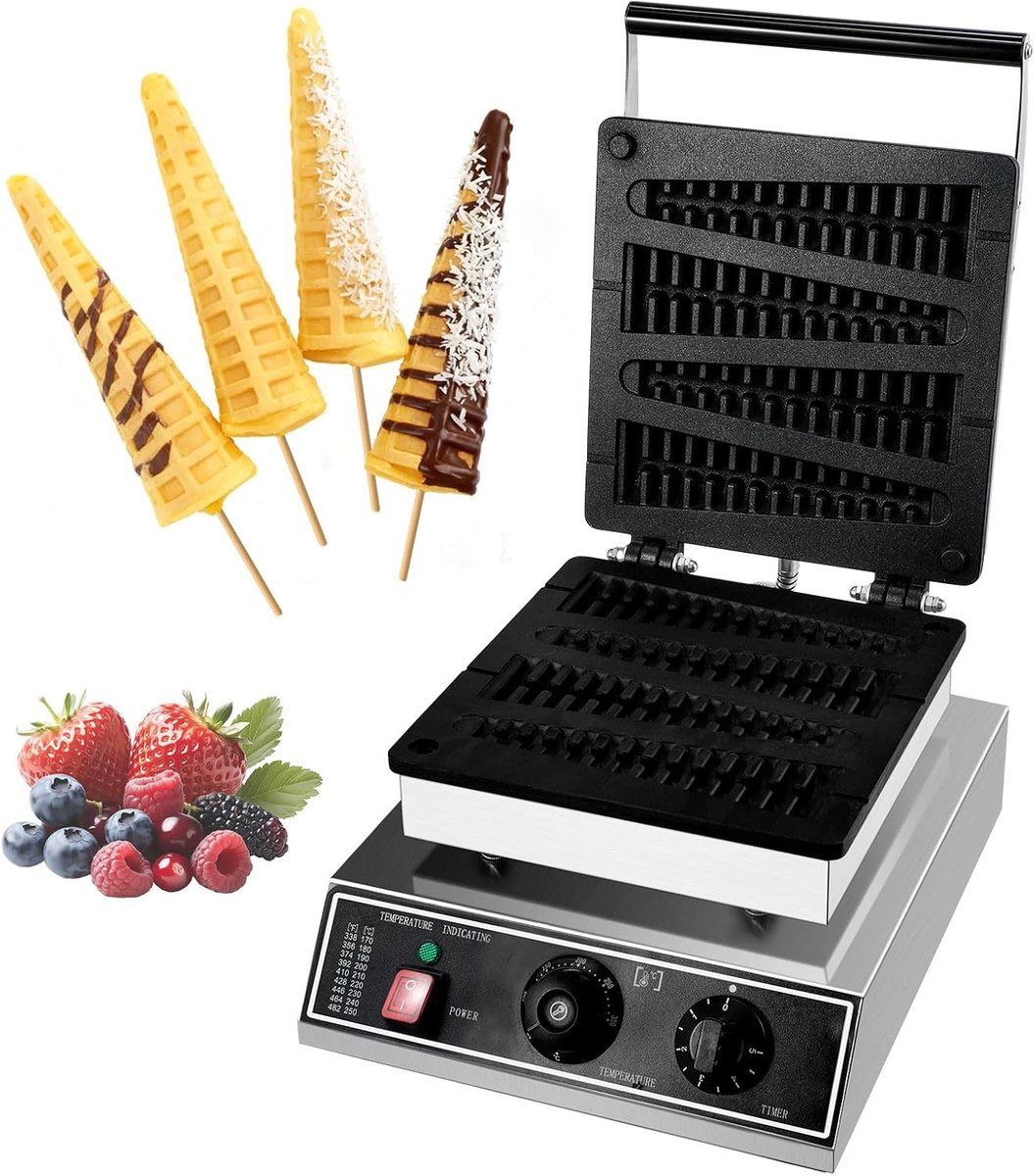 Wafelmaker voor Lollies - Gietijzer - 4 Wafels tegelijk - Ideaal voor horeca - ShopVlot