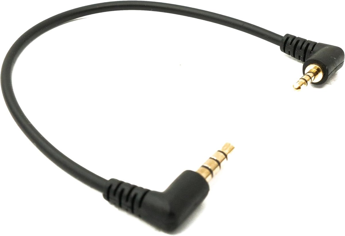Audio kabel 15cm 2.5mm jack plug naar 3.5mm hoek AUX adapter - zwart - perfect voor audio-overdracht - ShopVlot
