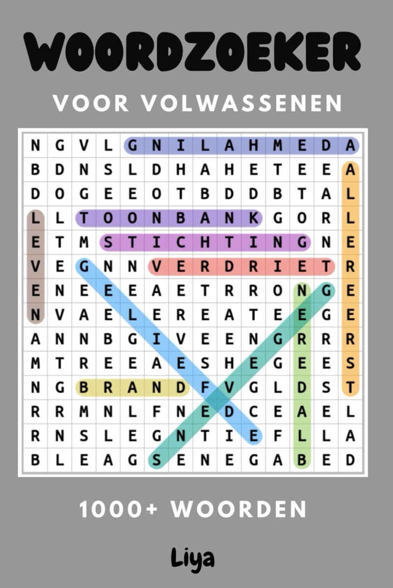 Woordzoeker voor volwassenen - 80+ unieke pagina's - 1000+ woorden - perfect voor ontspanning - ShopVlot