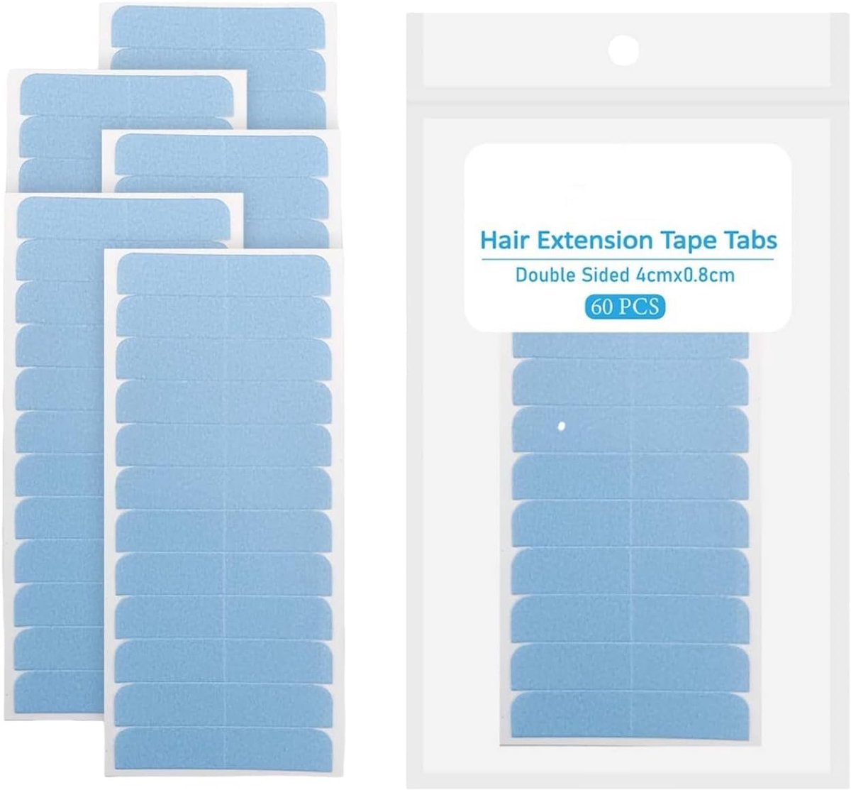 Tape extensions 60 stuks - 4 x 0,8 cm - dubbelzijdig - waterproof en sterk - ShopVlot