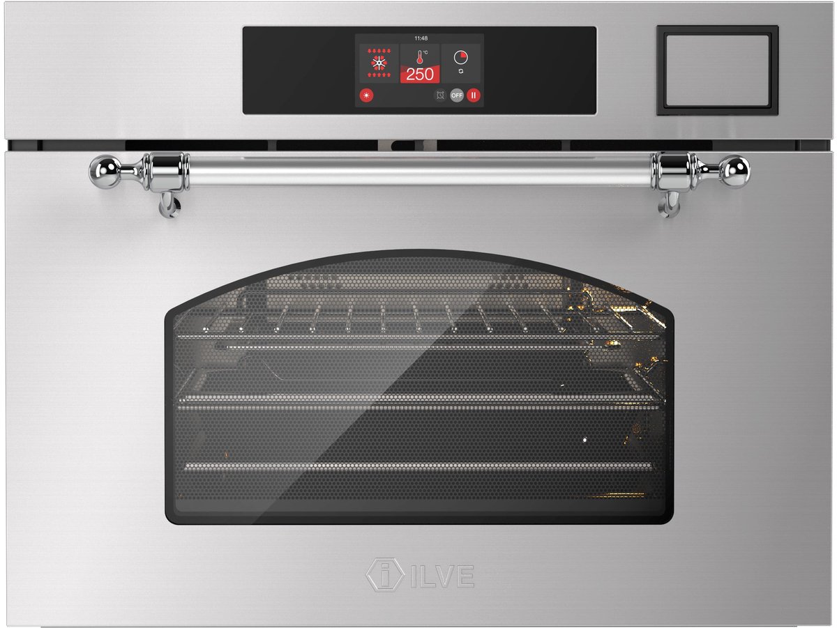 ILVE Compact 45cm 3 in 1 oven/stoom/magnetron Nost. RVS Chroom - Inbouw