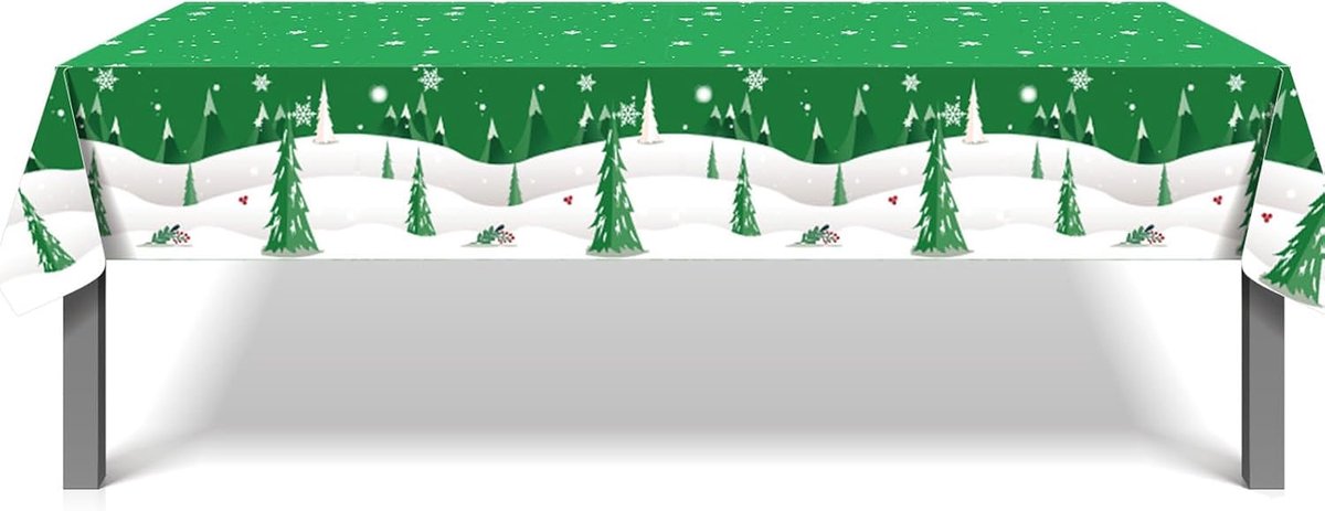 Tafellaken 130 x 220 cm - Groen - Plastic - Ideaal voor kerstfeesten - ShopVlot