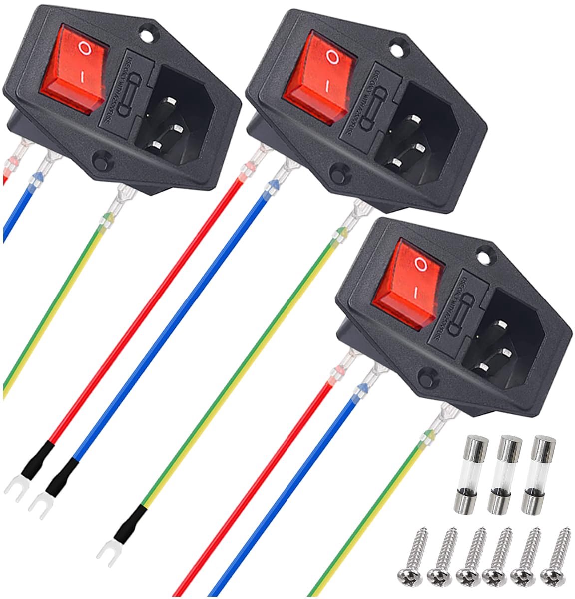 Toggle switch socket module 3pcs - 10A 250V - met 6 schroeven - ideaal voor elektrische aansluitingen - ShopVlot