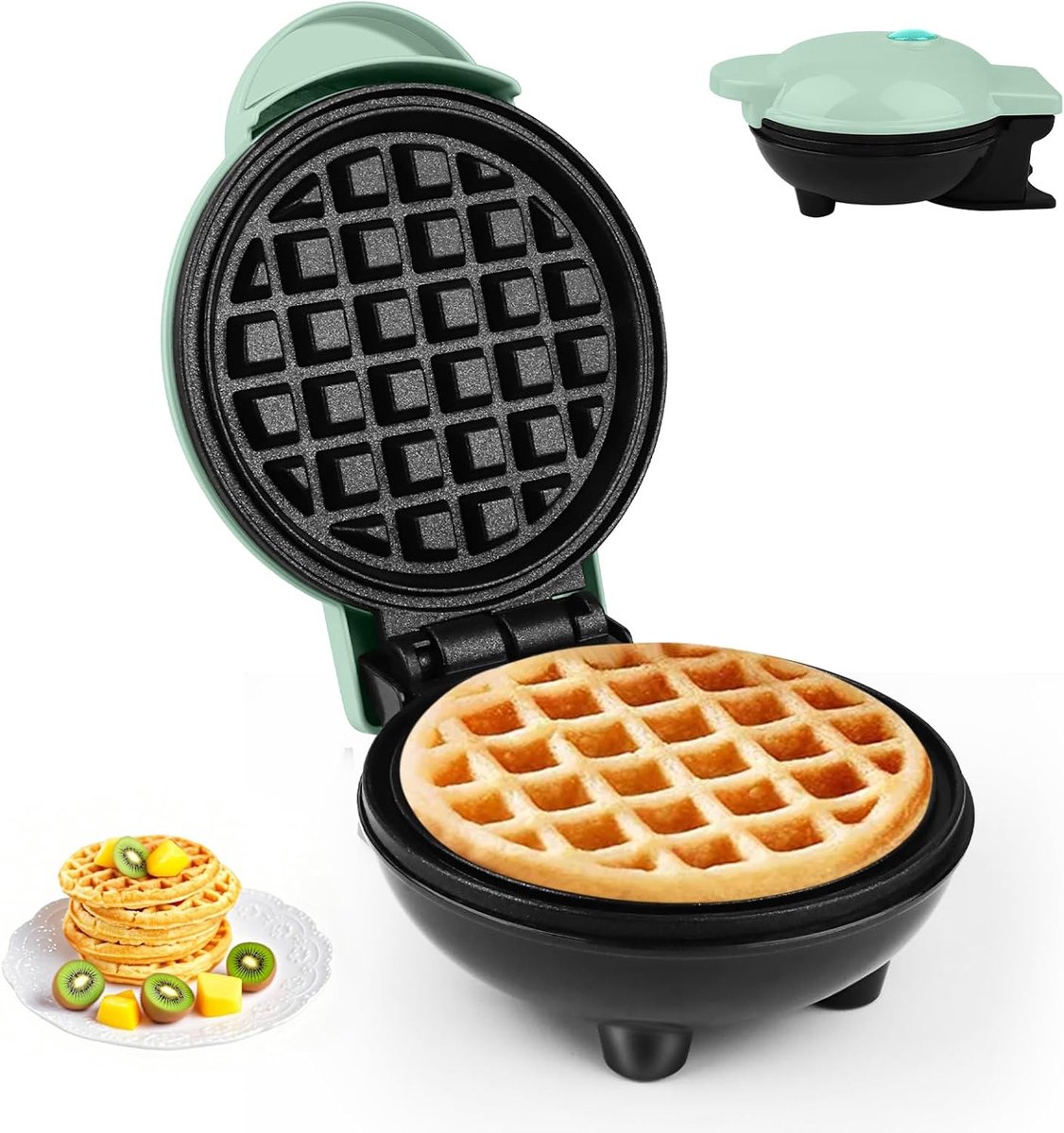 Mini wafelijzer 10 cm - dubbelzijdige verwarming - aluminium - perfect voor knapperige wafels - ShopVlot