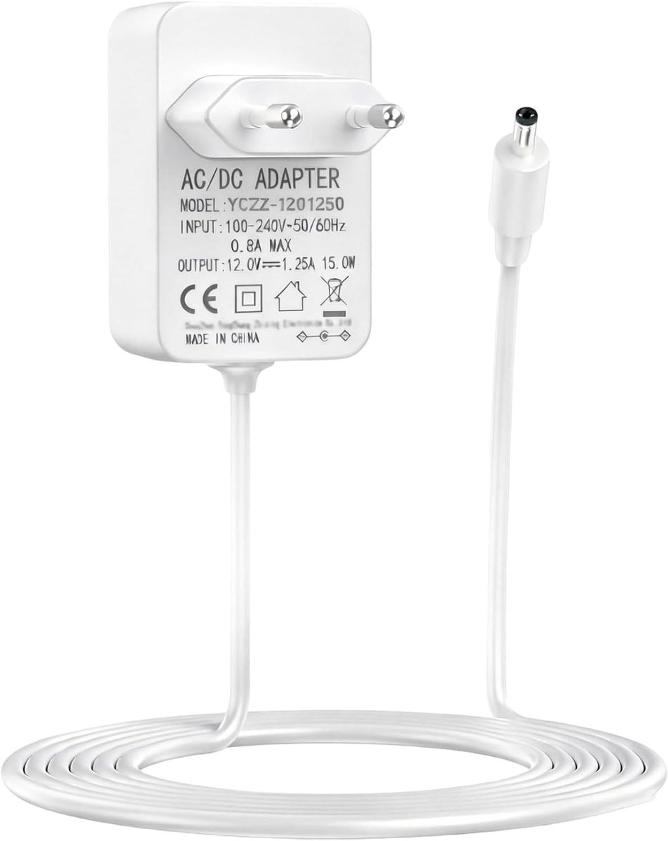 Netadapter 15 W - 12 V 1,25 A - 1,5 m kabel - Oplader voor Echo Dot en Show - ShopVlot