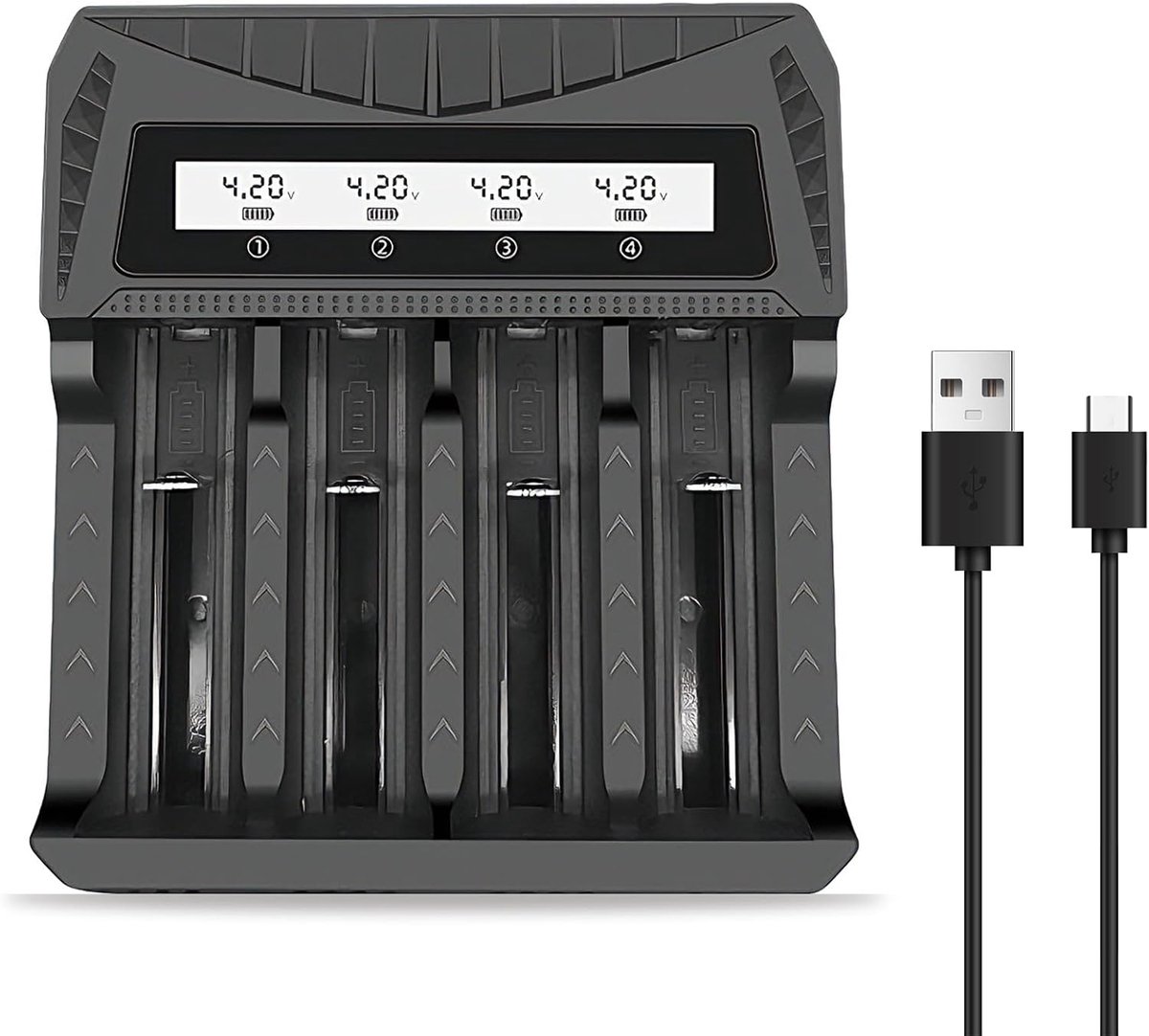 18650 oplader LCD-display - vier sleuven - universele acculader - laad meerdere batterijen tegelijk - ShopVlot