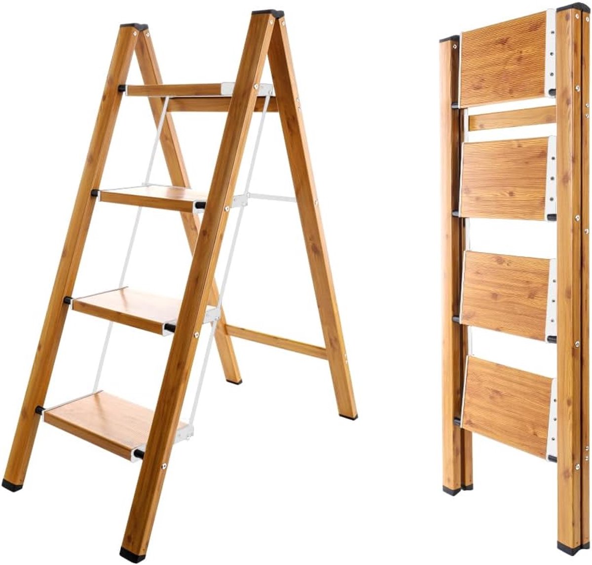 Vouwladder 4 treden - Aluminium - Lichtgewicht - Ideaal voor thuisgebruik - ShopVlot