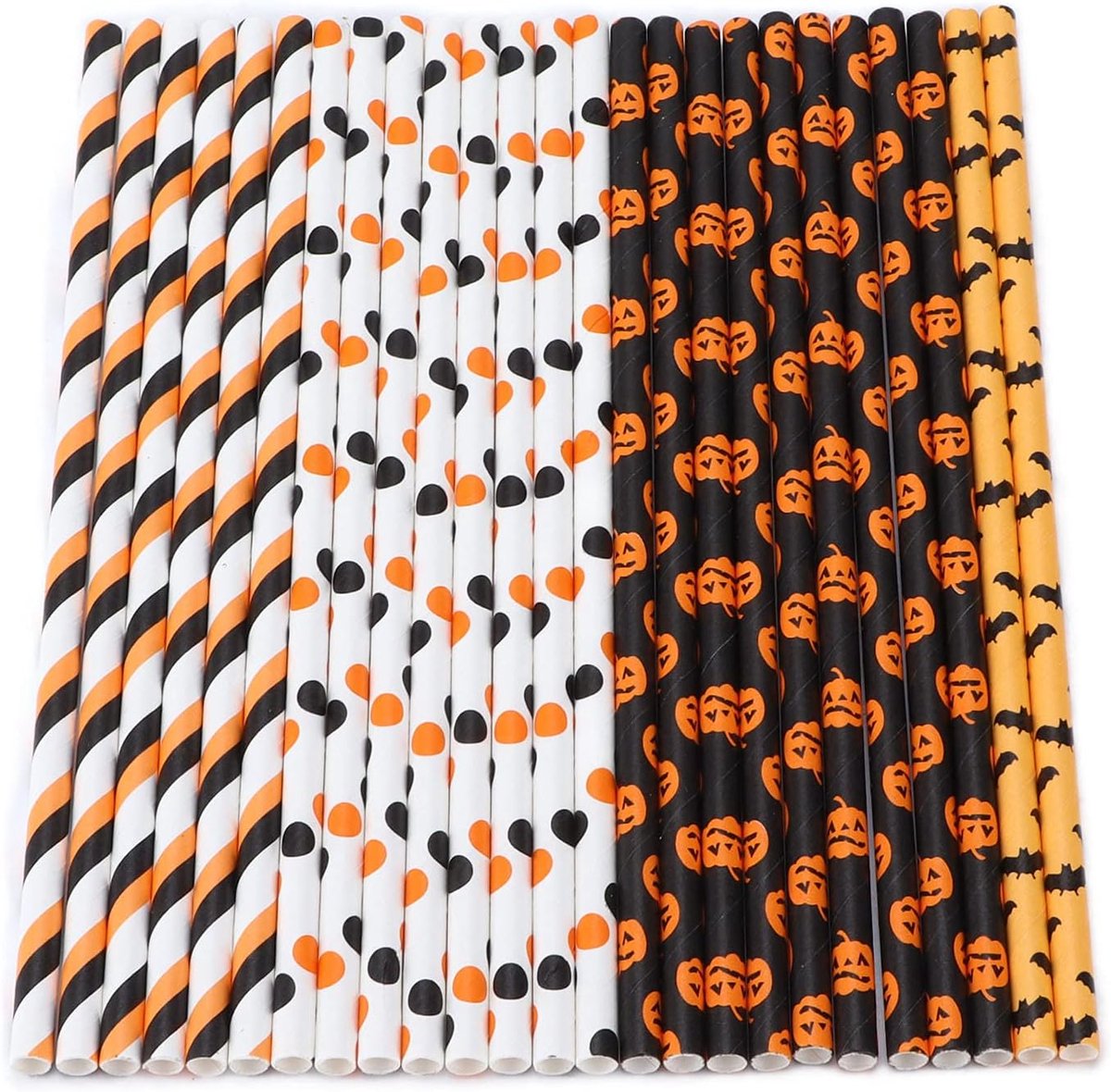 Halloween papieren rietjes 125 stuks - leuke patronen - biologisch afbreekbaar - perfect voor feestjes - ShopVlot