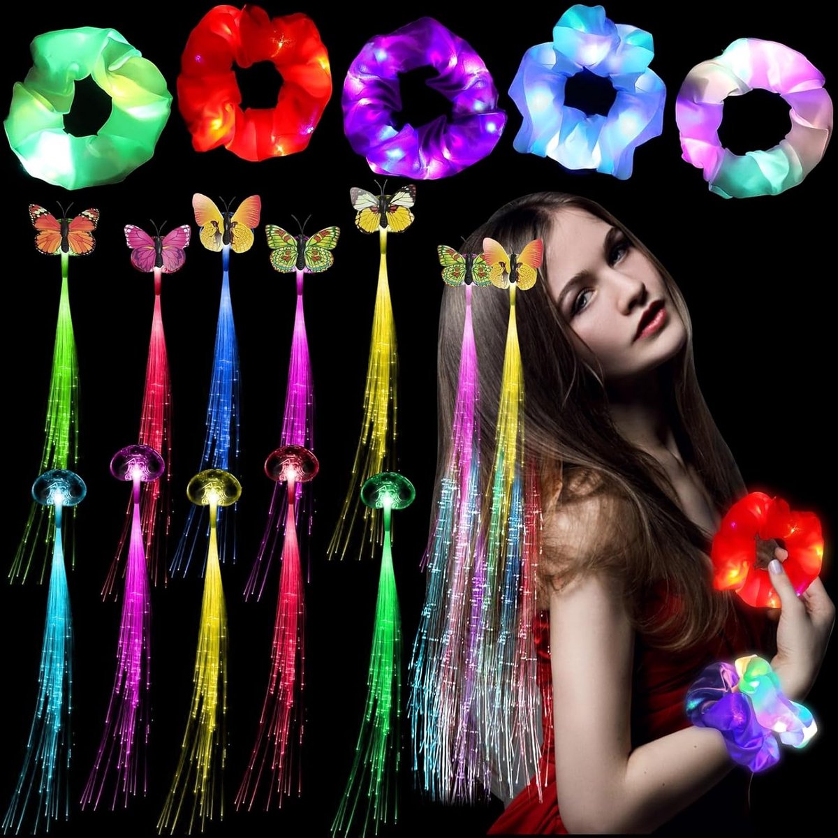 LED Haaraccessoires set - 15 stuks - Luminous haarbanden en haarspelden - Perfect voor feest en carnaval - ShopVlot