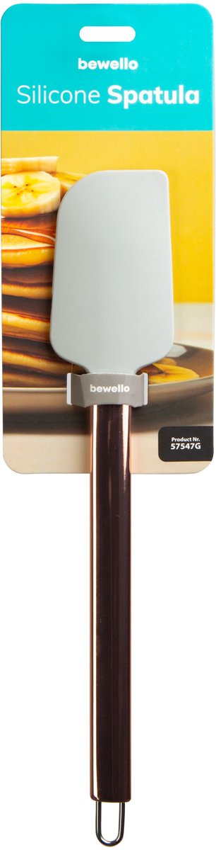 Siliconen spatel met roestvrijstalen handvat - grijs - 29 x 5,2 x 1 cm 1 Stuks [57547G]
