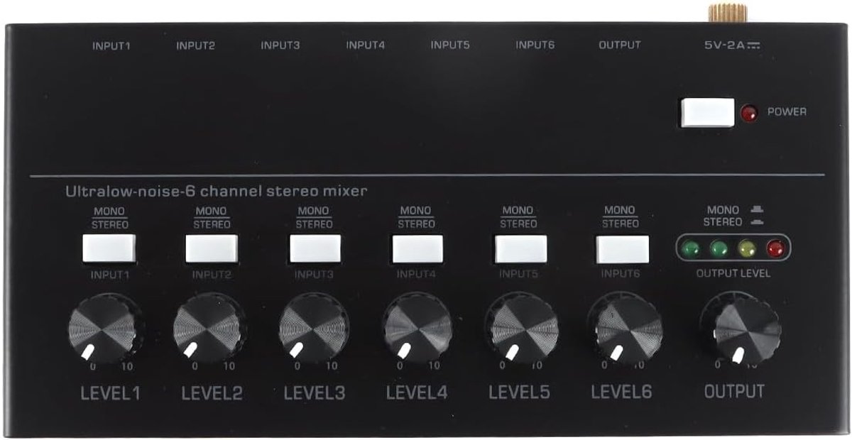Audiomixer 6-Kanaals - Ultra Geluidsarm - Microfoon Voorversterker - Perfecte Geluidskwaliteit - ShopVlot