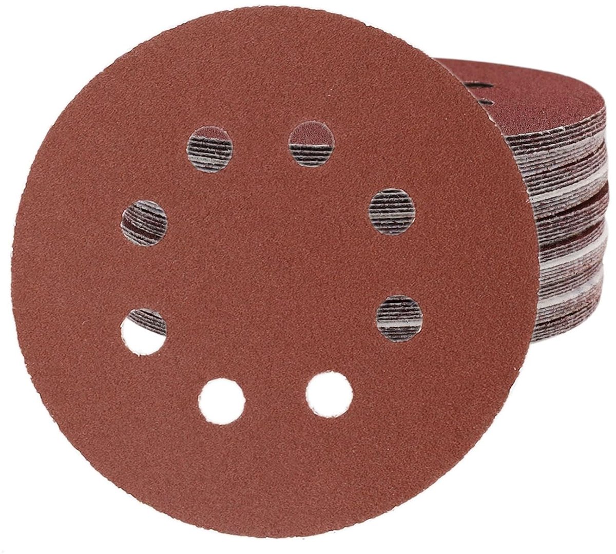 Schuurpapier 125mm - 50 stuks 80 grit - 8 gaten - duurzame aluminiumoxide - ShopVlot