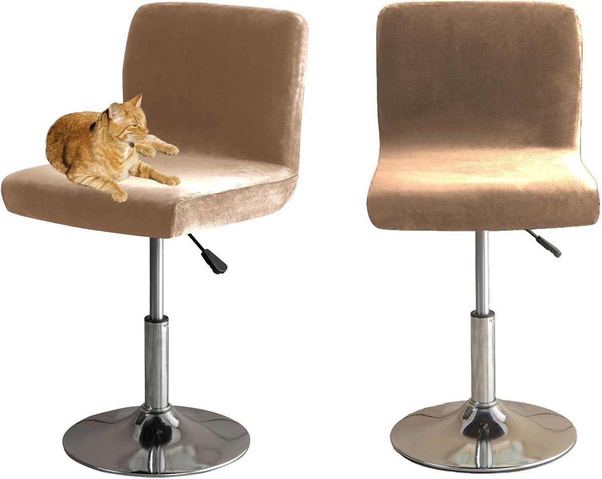 Barstoel hoes met rugleuning - Elastische fluwelen stof - Bescherming en vernieuwing - 2 stuks - SnelShoppen