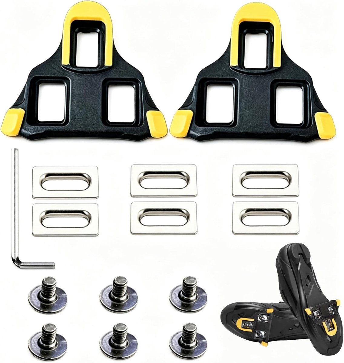 Fiets Schoenplaatjes Zwart/Geel - Compatibele SPD Cleats - Antislip Pedalplaten - SnelShoppen