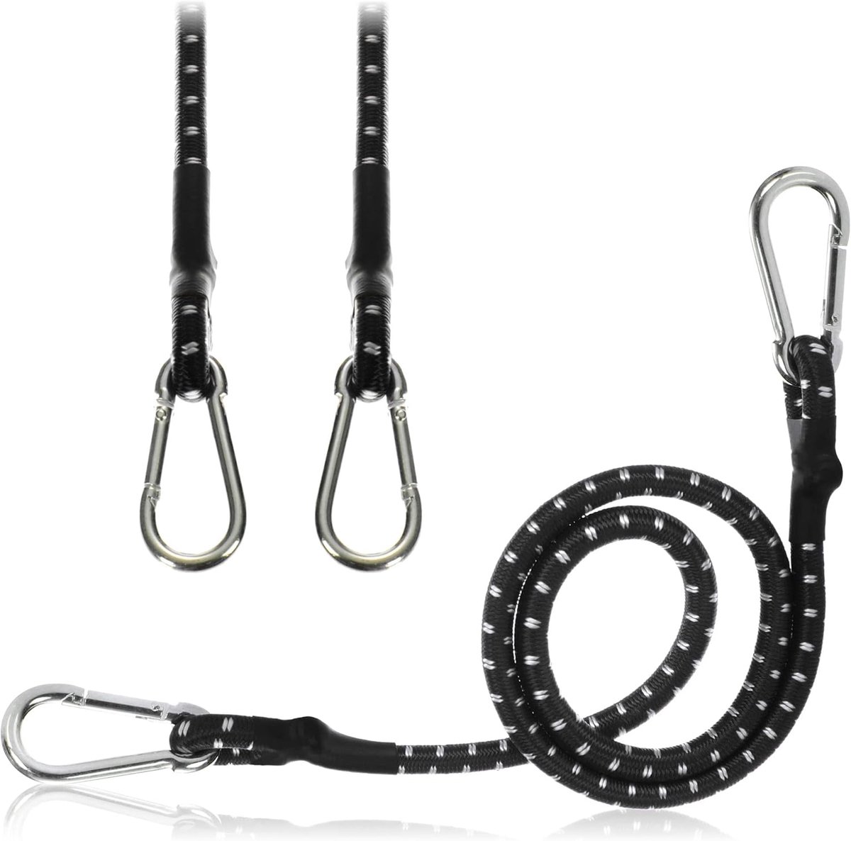 Elastic straps 3 x - spanning kabels met karabijnhaak - robuust en veelzijdig - ideaal voor bagage en fietsen - SnelShoppen