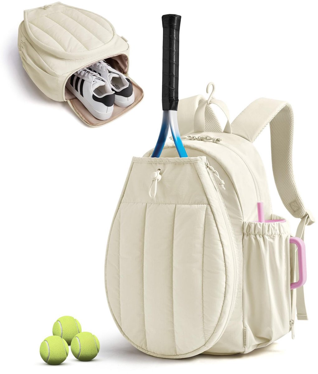 Geweo Tennistas - Tennistas Rugzak met Schoenenvak - Sporttas - Tennis - Tennis Rugtas - 31.5x13.4x44.9cm– Wit