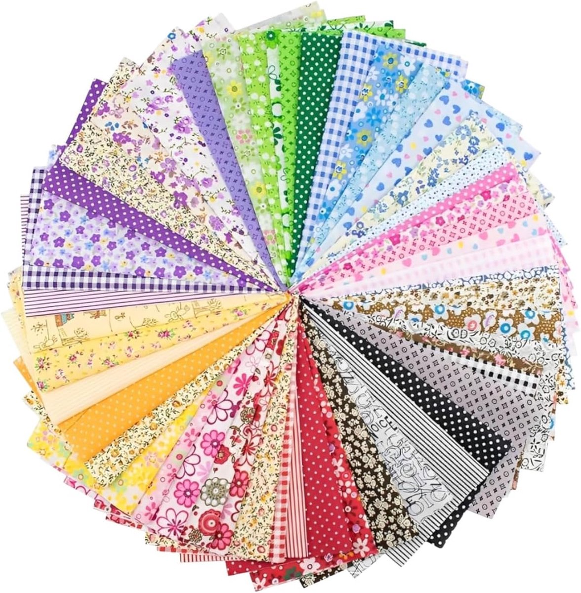 Patchwork stoffen pakket 50 stuks - 10cm x 10cm - kleurrijk katoen - perfect voor DIY projecten - SnelShoppen