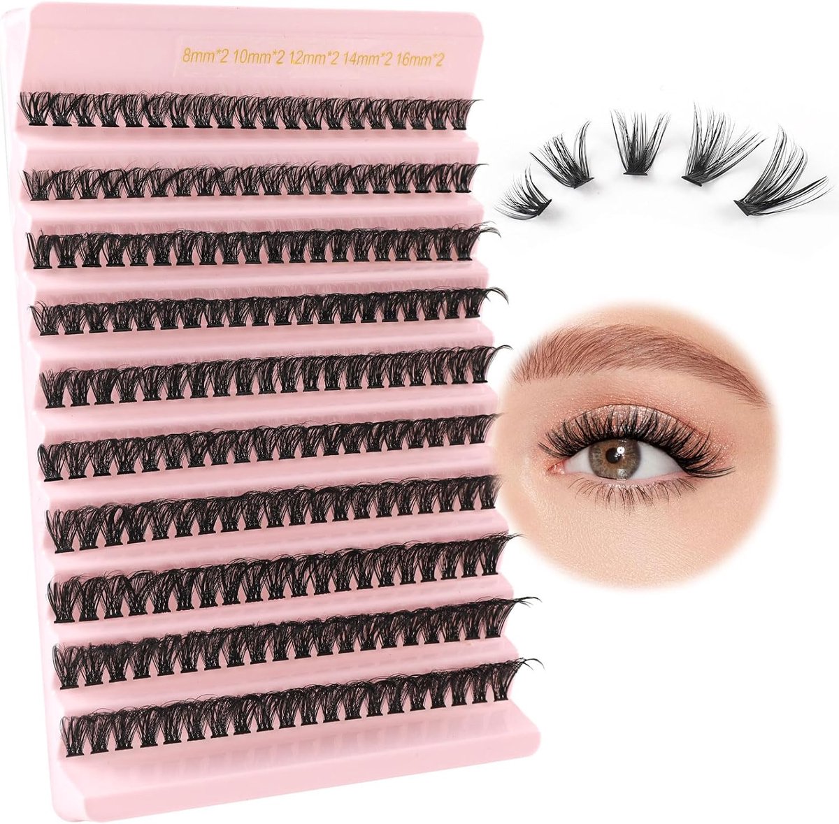 Wimperextensions 50D Lengte - D-Curl Cluster Wimpers - Fluffy en Wispy - Natuurlijke Look - SnelShoppen