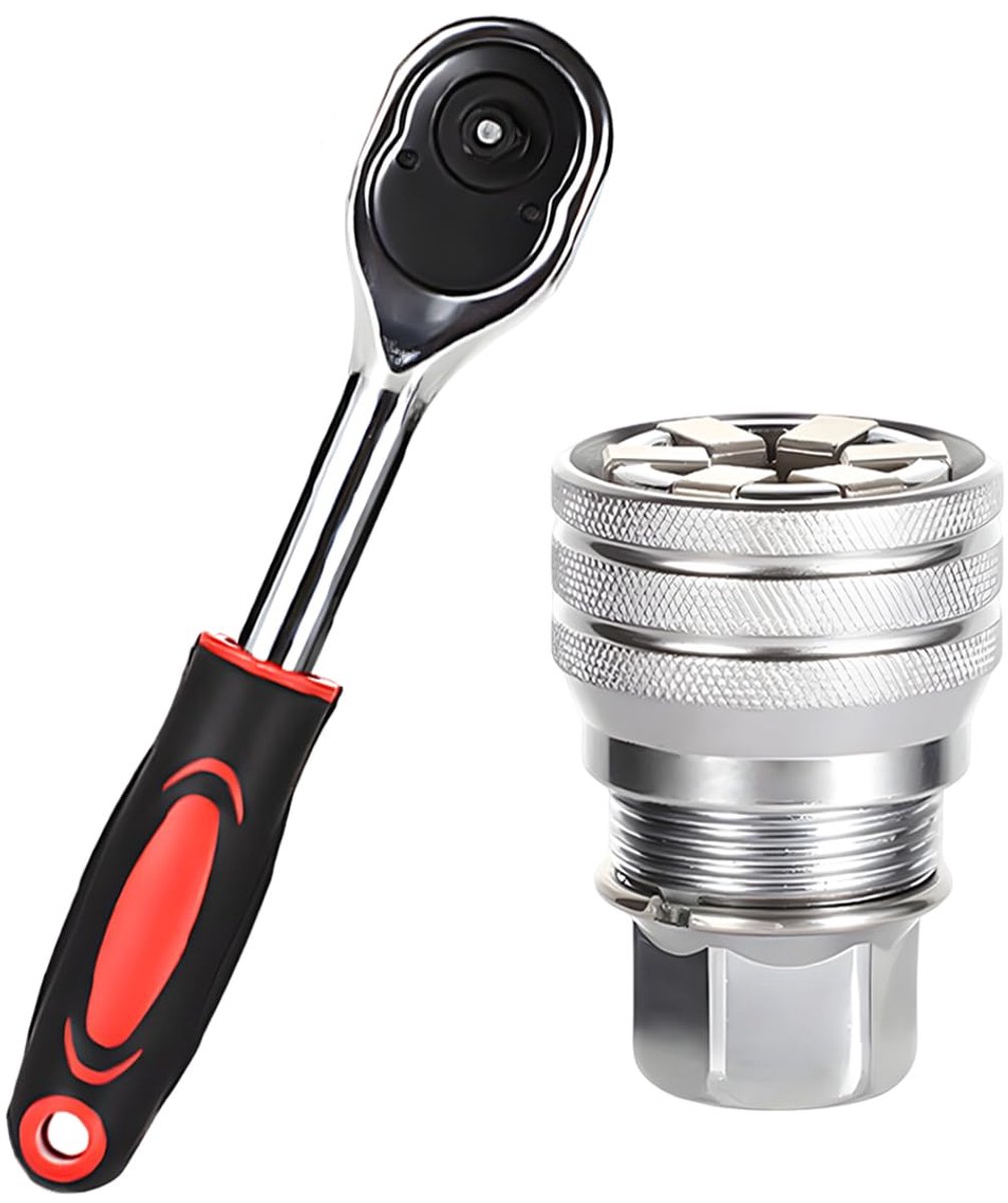 Dopsleutel - universeel verstelbaar 10-19mm magische socket met ratel geschikt voor boormachine momentsleutel en standaard 3/8 aansluiting
