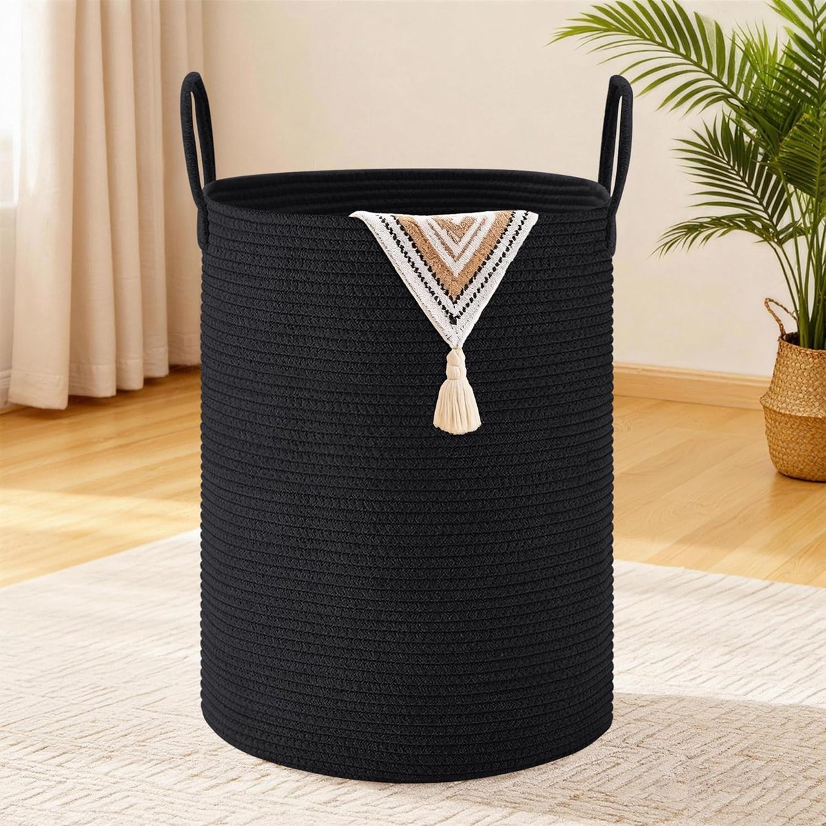 Wasmand 40cm x 55cm - Vouwbare opbergmand van katoen - Met handvat voor wasgoed en speelgoed - SnelShoppen