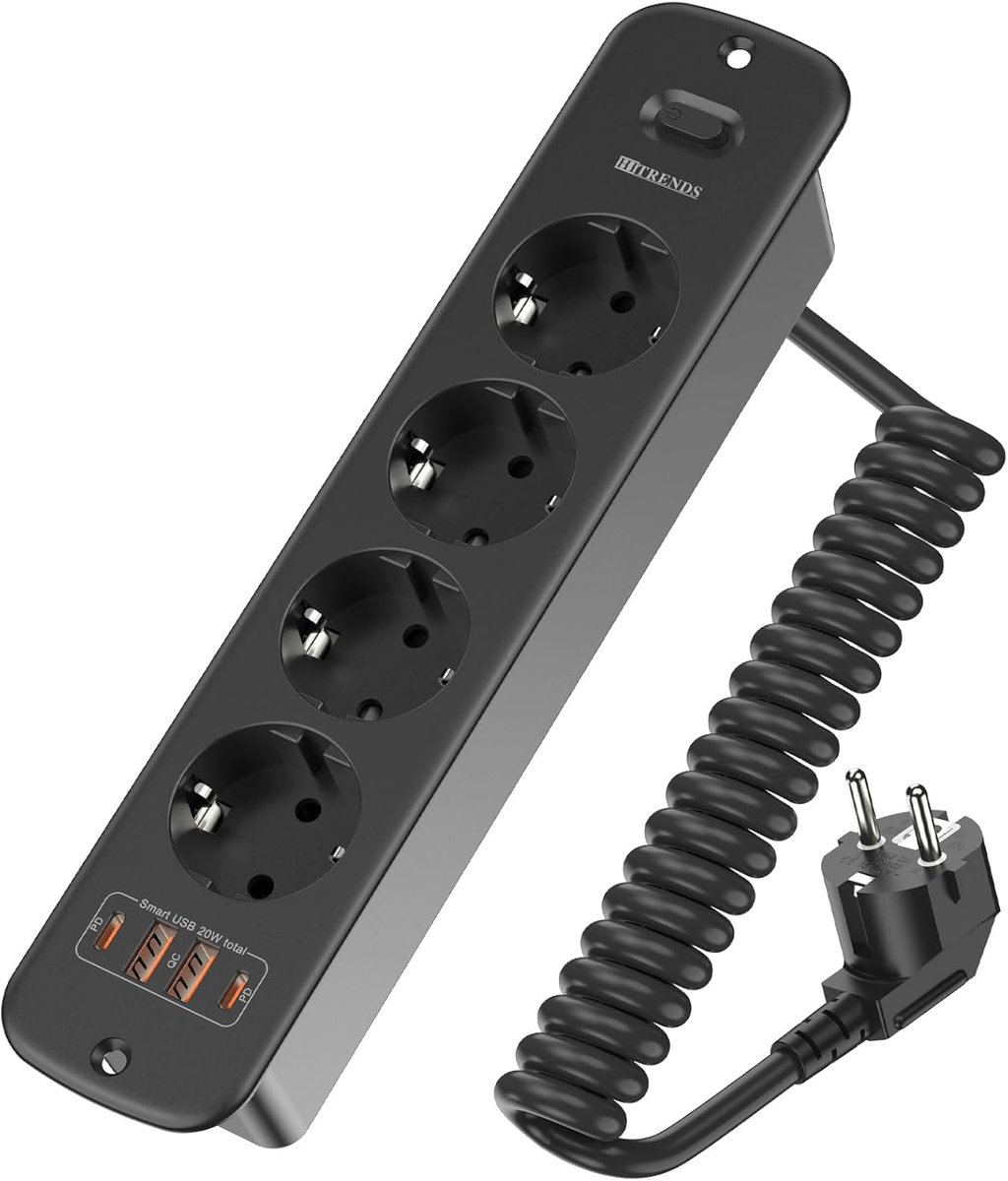 Tafelaansluiting 4-voudig met USB-C en USB-A - Ingebouwd met schakelaar - Ideaal voor opladen - SnelShoppen