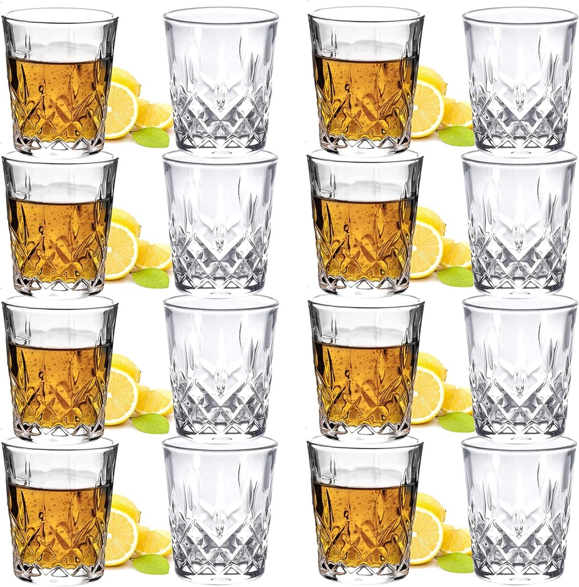 Shotglazen 60ml - loodvrij glas - zware bodem - ergonomisch design, set van 4 - SnelShoppen