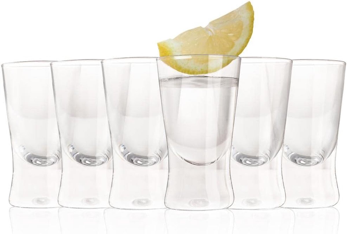 Shotglazen 25 ml - Set van 6 - Dikke bodem - Perfect voor feesten - SnelShoppen