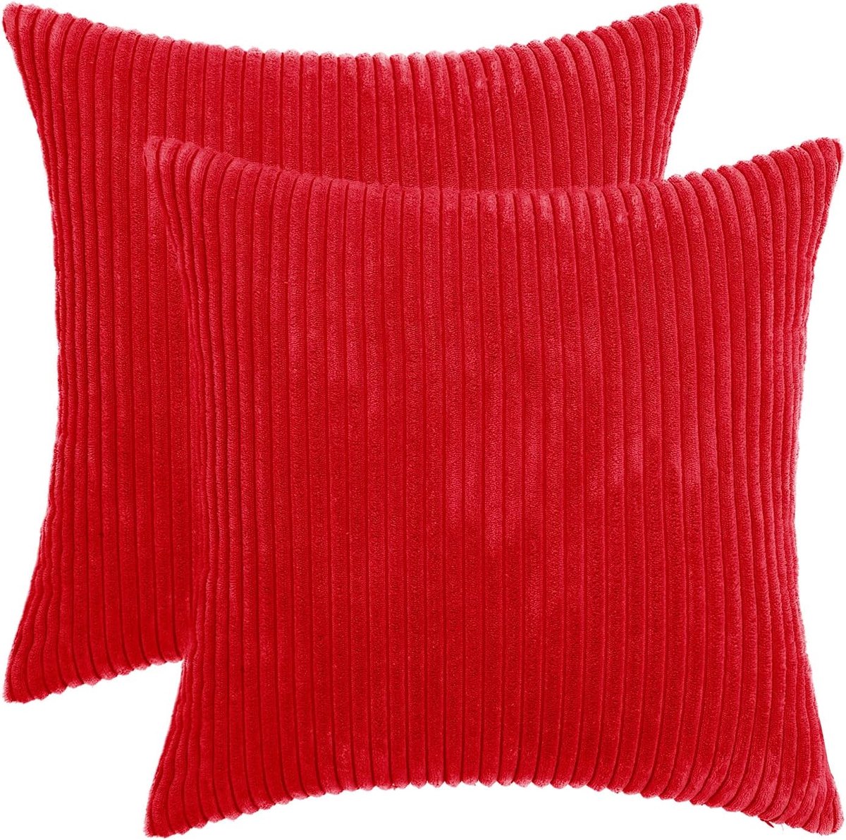 Decoratieve Kussenhoezen 40 x 40 cm - Corduroy Rood - Set van 2 - Boho Accent voor Sofa - SnelShoppen