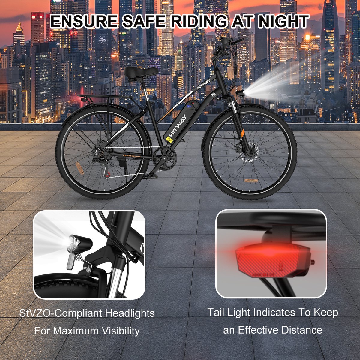 HITWAY BK27 - 28 inch elektrische fiets, 250W motor, afneembare batterij thumbnail 5