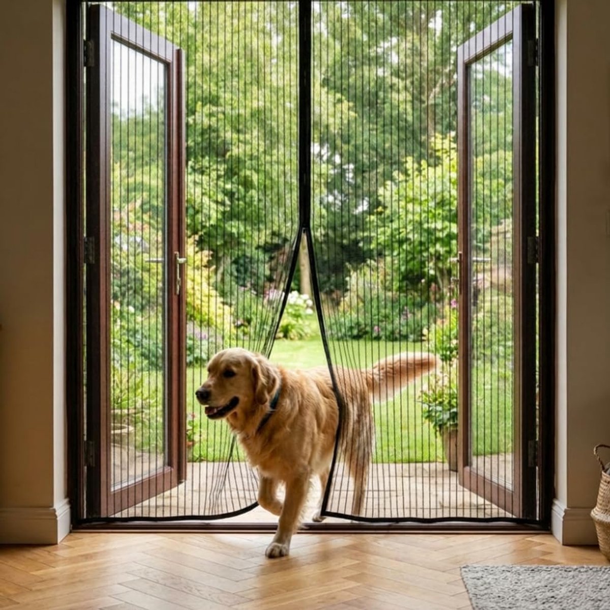 Magnetic Fly Screen Door Automatic Closure Insect Protection Easy to Install One Size L 1.30 m x H 2.15 m Black - ShopVlot