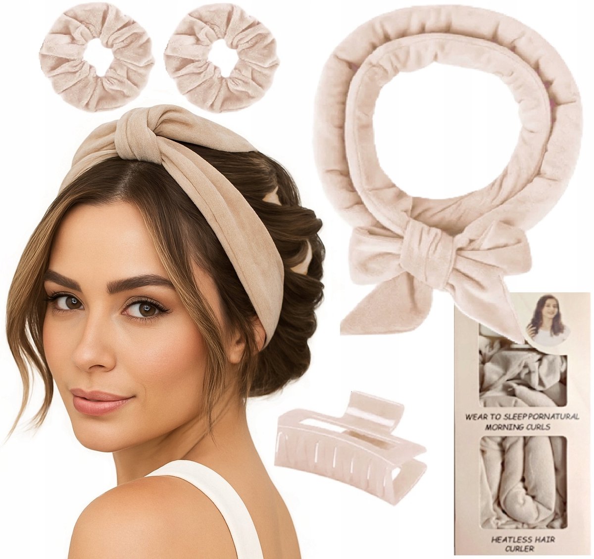 Velours Haarrollerset voor Hitevrije Curlen met Klem