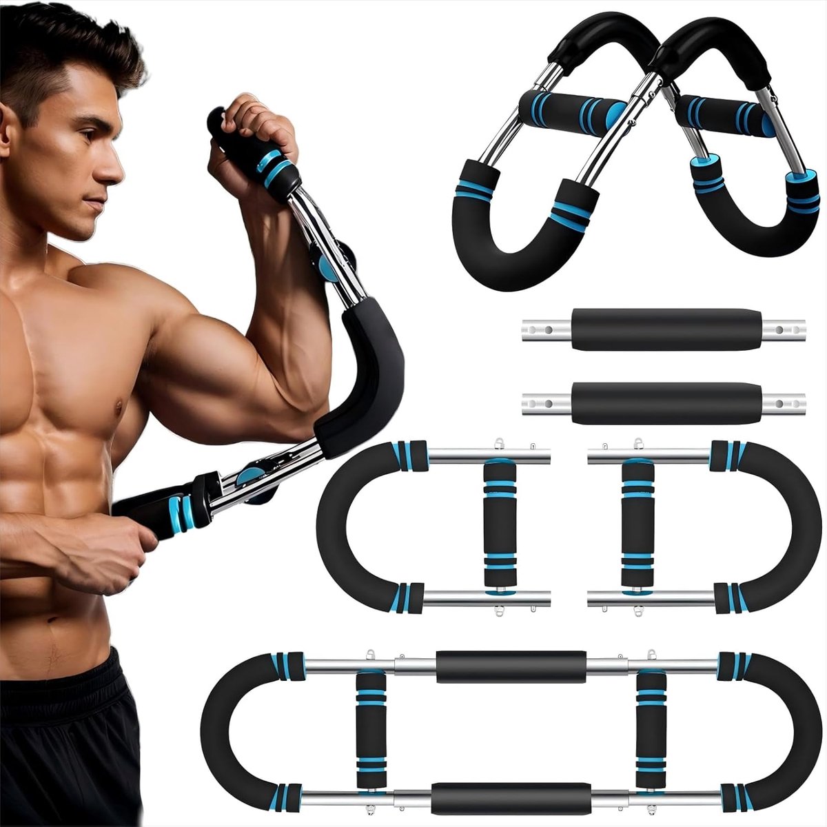 Borsttrainer voor heren - 6-traps verstelbare armtrainer - antislip handgreep - ideaal voor spieropbouw - ShopVlot