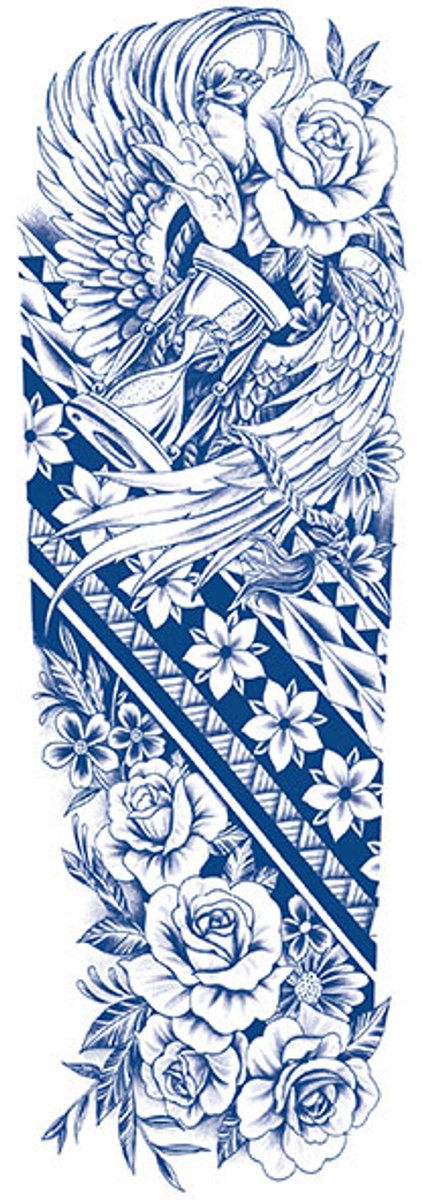 Tijdelijke sleeve tattoo engel 2 weken