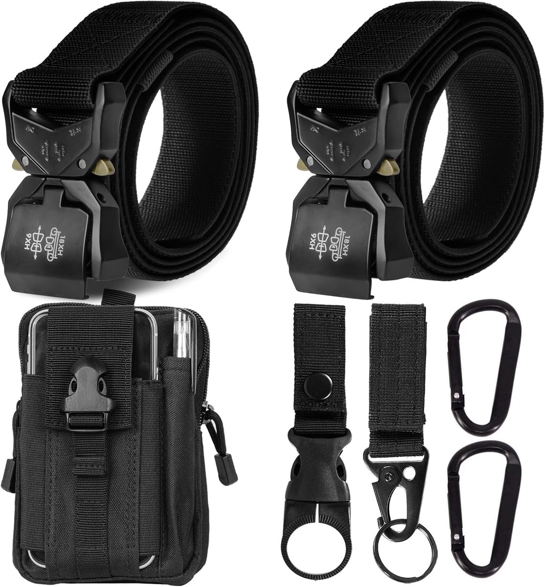 Tactische riem voor mannen - 120cm lang, 3.8cm breed - robuust nylon met snelle sluiting - inclusief Molle tas en haak - ShopVlot