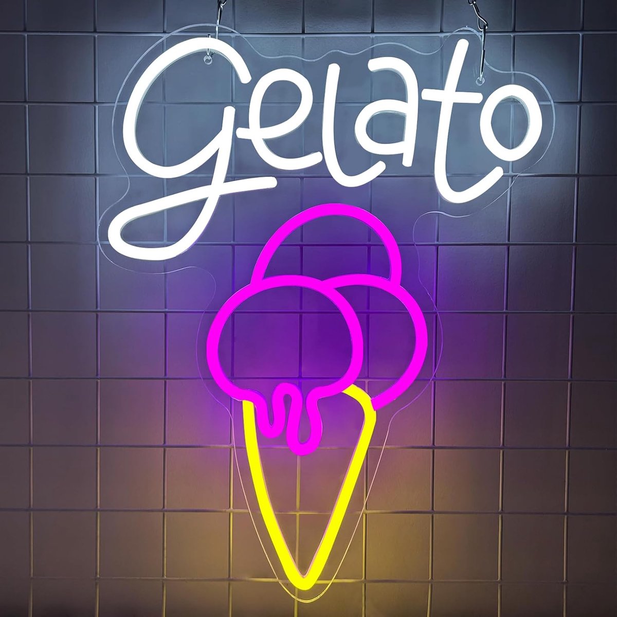 Gelato neonbord - acryl - authentieke neonlook - sfeervolle wanddecoratie - ShopVlot